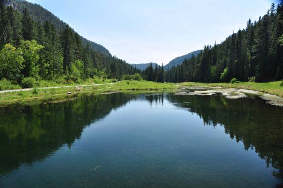 A linda paisagem de uma estrada cênica no norte de Black Hills, em South Dakota, nos Estados Unidos